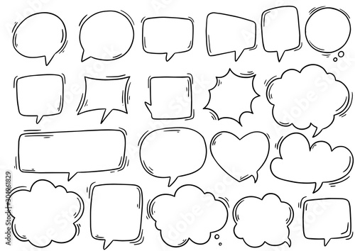 Fototapeta Naklejka Na Ścianę i Meble -  hand drawn background Set of cute speech bubble in doodle style 