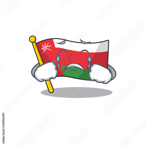 Sad Crying flag oman cartoon style vector illustration
