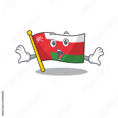 Surprised flag oman face gesture with open mouth
