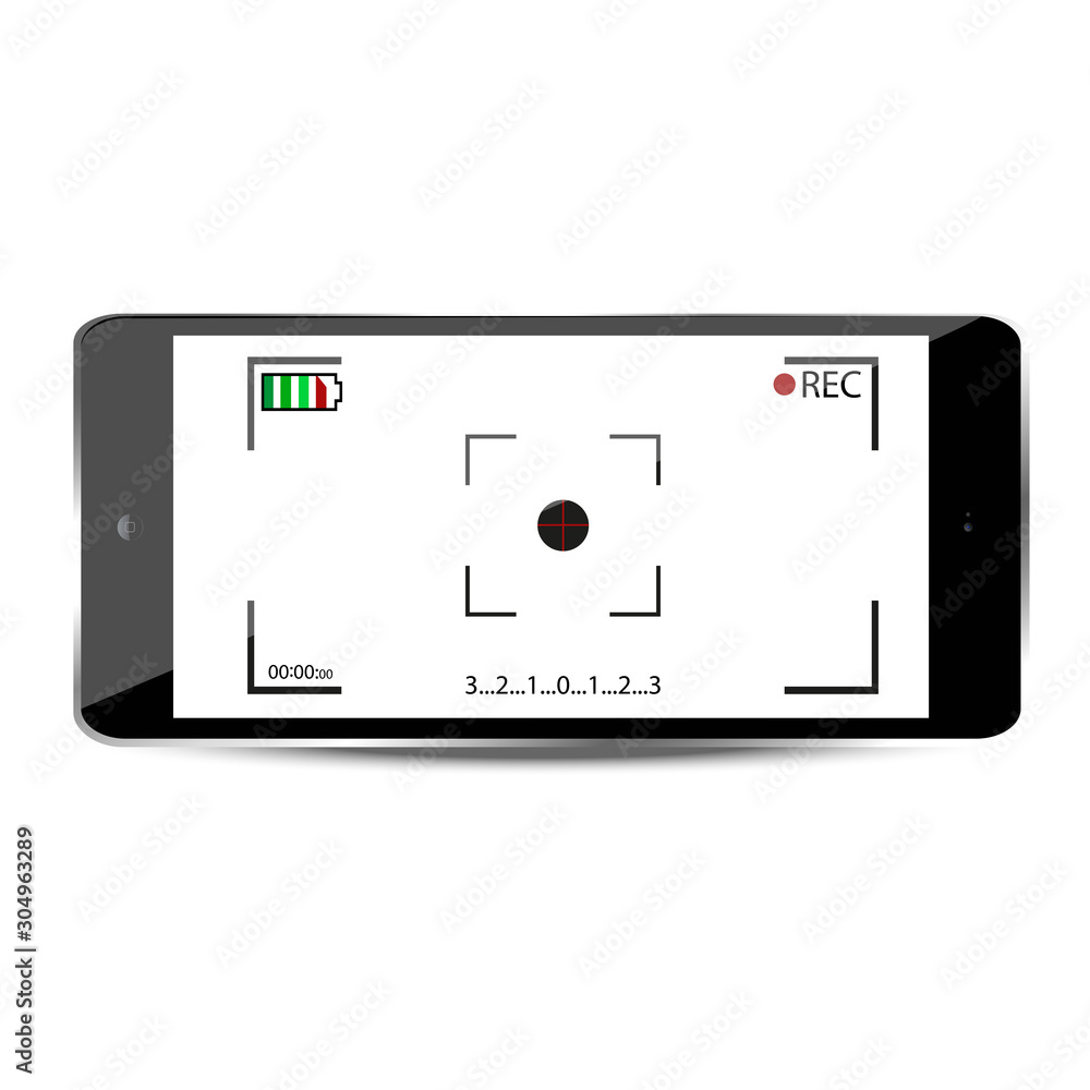 View of shooting a camera from a phone. Video camera with focus View of shooting a camera from a phone. Video camera with focus