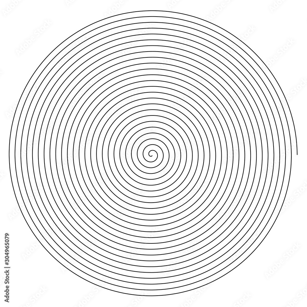 Line in circle form. Single thin line spiral goes to edge of canvas Line in circle form. Single thin line spiral goes to edge of canvas