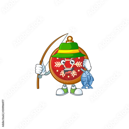 Vector illustration of red christmas ball in a fishing design.