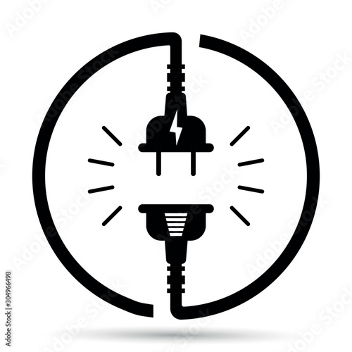 Socket plug isolated icon connection. Plug socket concept. Electric or energy connection icon. Connection and disconnection concept. Concept of 404 error connection