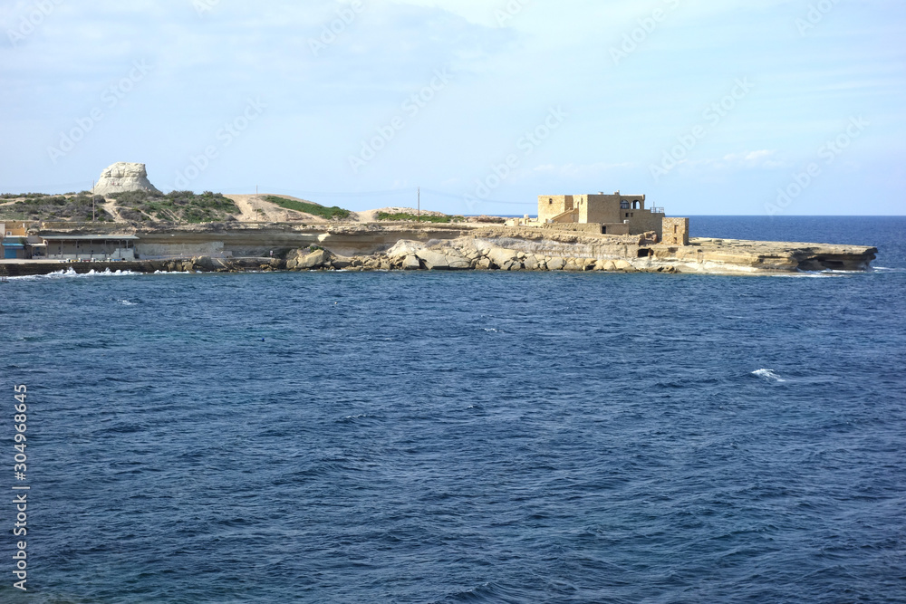 View of Marsalforn, a town on the north coast of Gozo, Malta, the second largest island of the Maltese archipelago