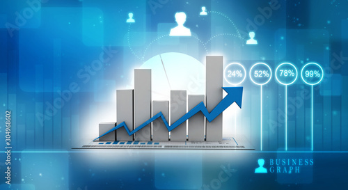 3d rendering Stock market online business concept. business Graph  photo