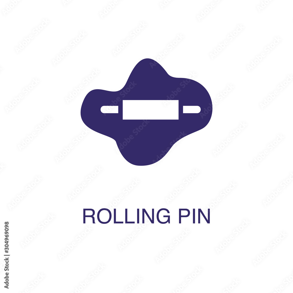 Rolling pin element in flat simple style on white background