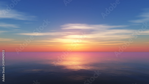 Beautify sunset over sea  sun ray
