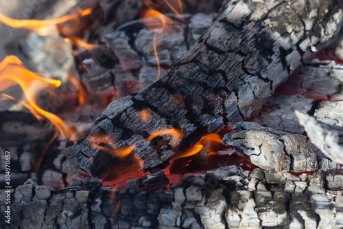 background from a wood fire coals