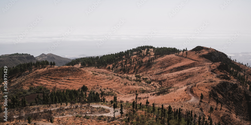 Fototapeta premium Beautiful panorama seen from the mountain Pico de la Gorra in Gran Canaria