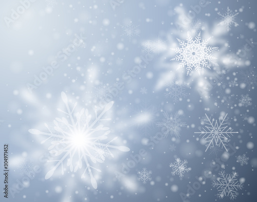 Christmas winter background with snowflakes  vector illustration.