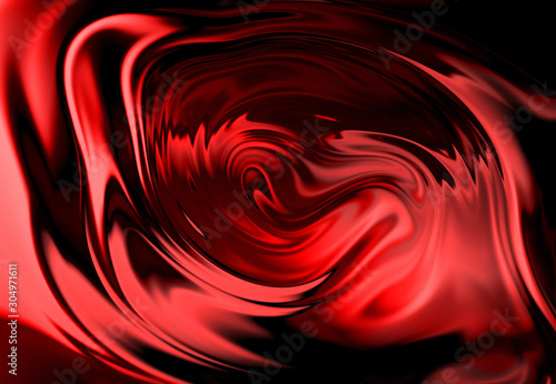 Abstract flowing water liquid curve line in bright red metallic color new trend graphic design glossy pattern cool background textures