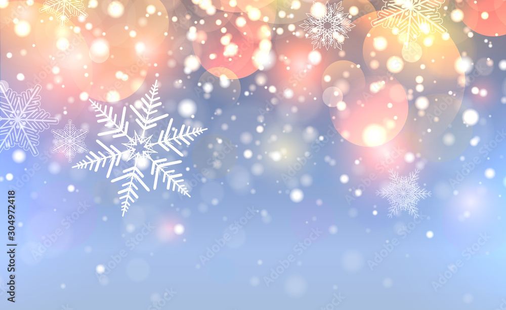 Christmas background with snowflakes, bokeh and lights Christmas background with snowflakes, bokeh and lights
