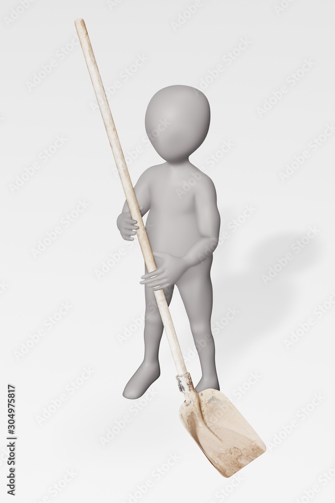 3D Render of Character with Garden Tool 3D Render of Character with Garden Tool