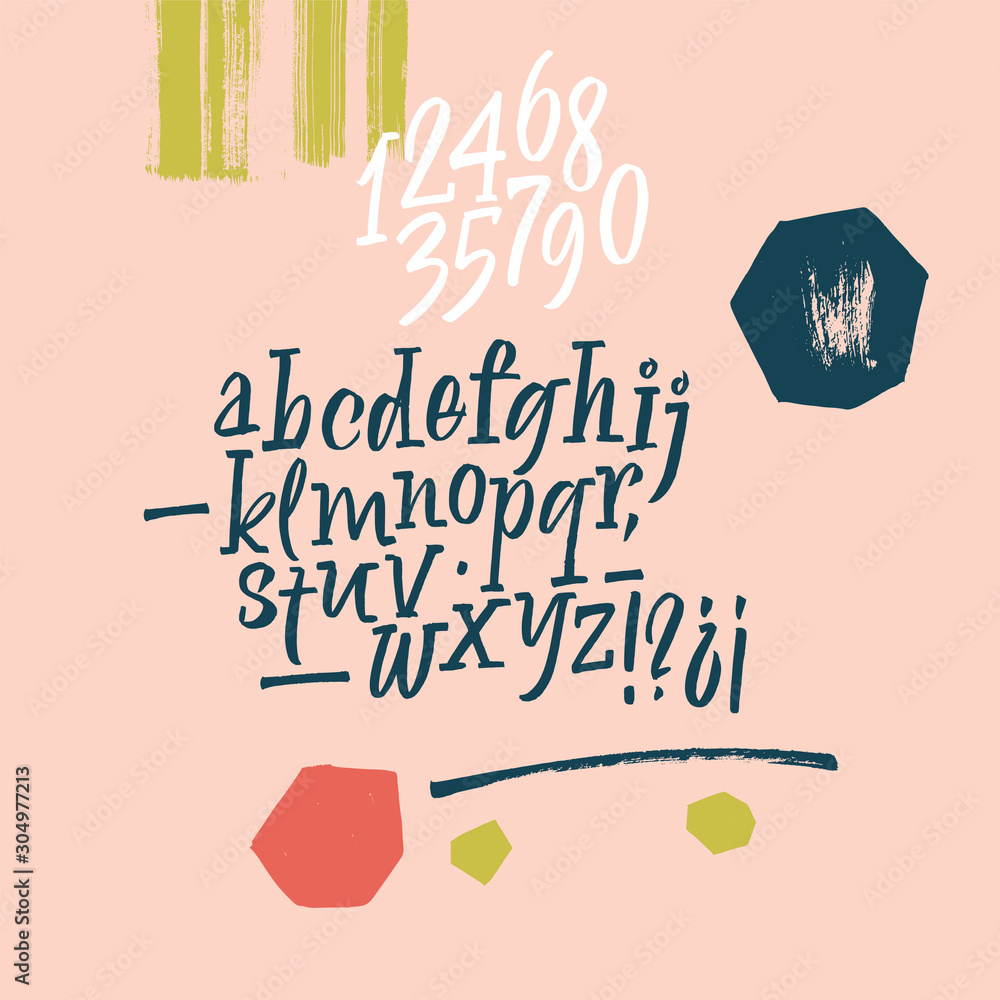 Obraz premium Handwritten font. Script. Latin calligraphic set