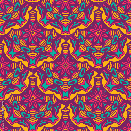 Tiled ethnic geometric boho pattern for fabric.