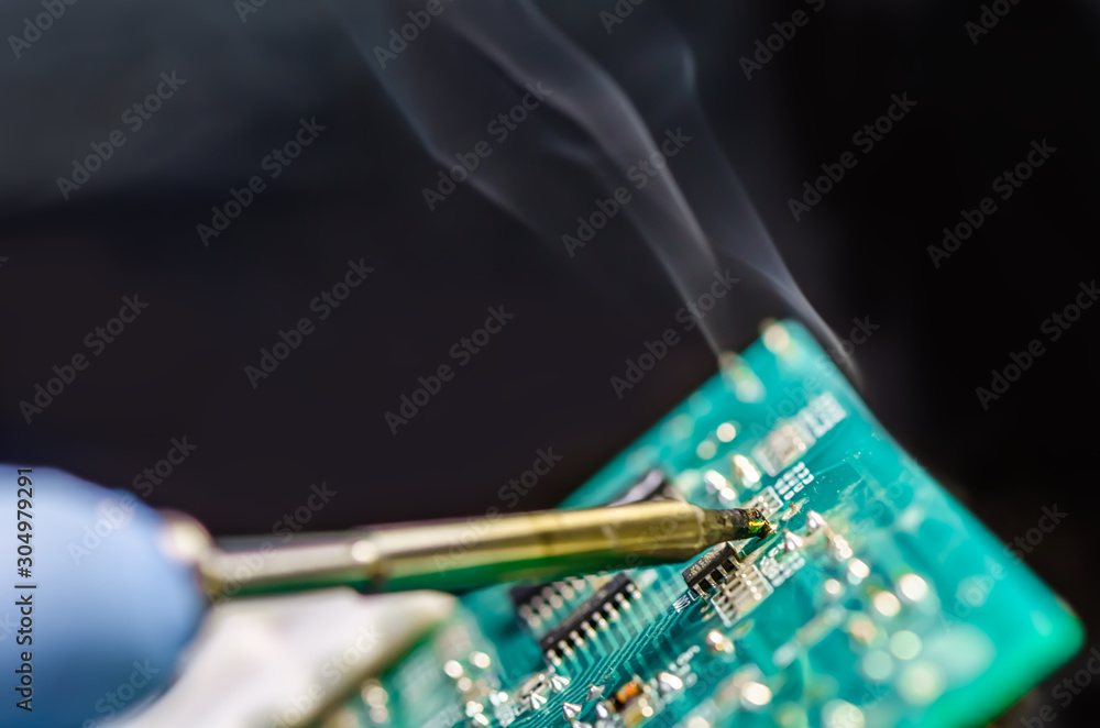 Technical support worker drops the fee PCB Technical support worker drops the fee PCB