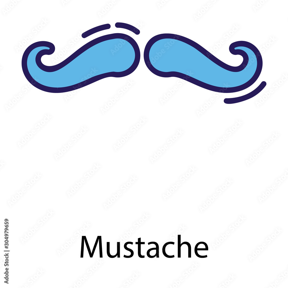 Obraz premium Mustache Flat Vector 