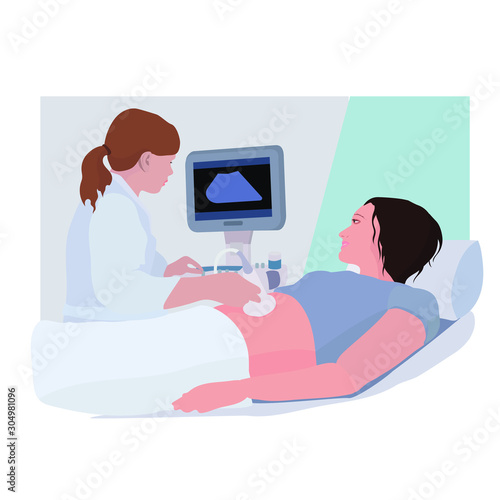 doctor makes ultrasound to the patient