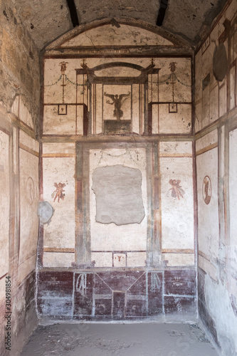 Frescoes at the villa in Pompeii.