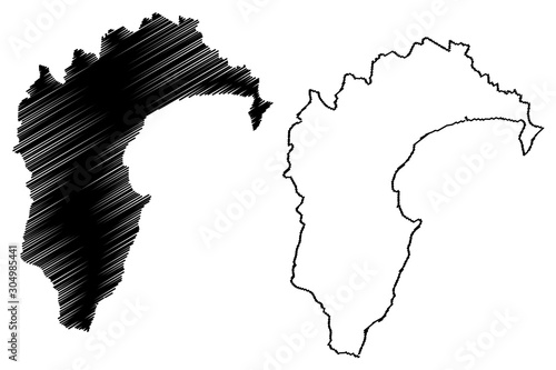 Hawkes Bay Region (Regions of New Zealand, North Island) map vector illustration, scribble sketch Hawke's Bay map....
