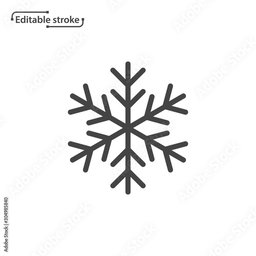 Snowflake line vector icon. Editable stroke. 