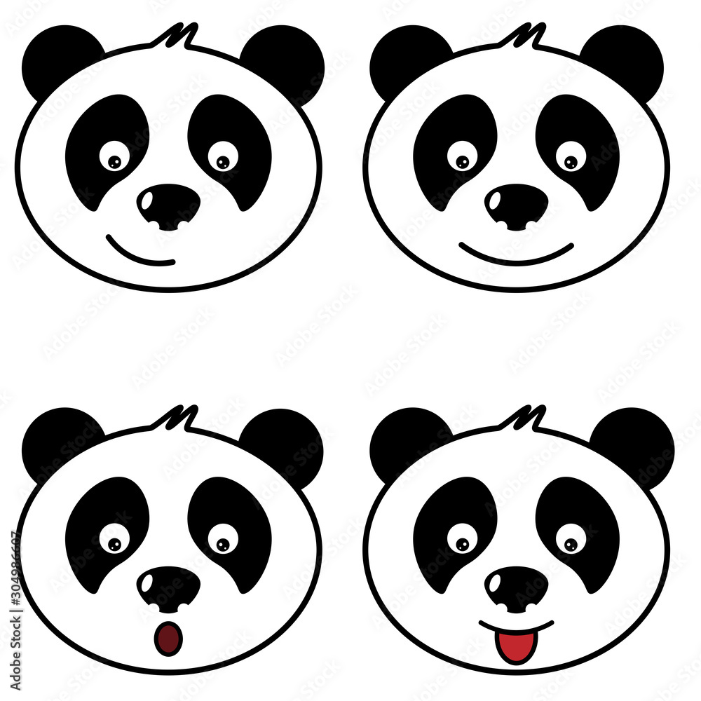 panda head with different emotions panda head with different emotions