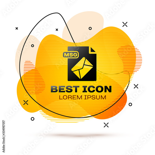 Black MSG file document. Download msg button icon isolated on white background. MSG file symbol. Abstract banner with liquid shapes. Vector Illustration
