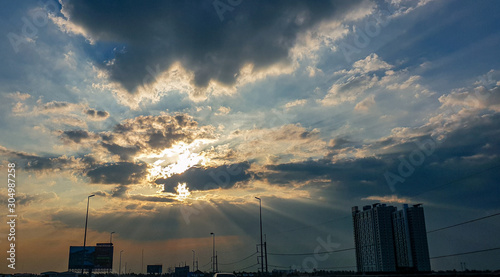 sunset view in  the city