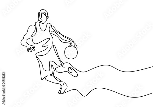 One line drawing of basketb...