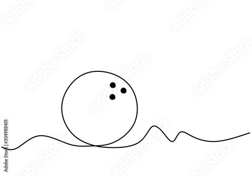 Bowling ball one line drawing continuous sketch hand drawn. Vector minimalism sport game.