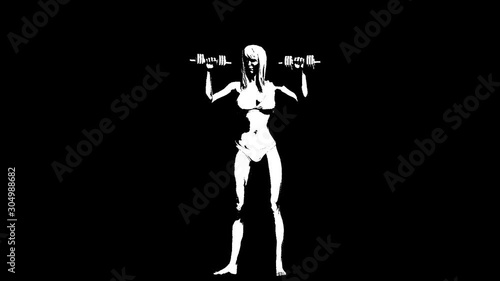 Sports girl. Alpha channel. Alpha matte. Full HD.