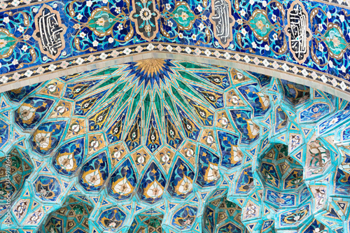 Mosaic dome, blue tile in oriental style