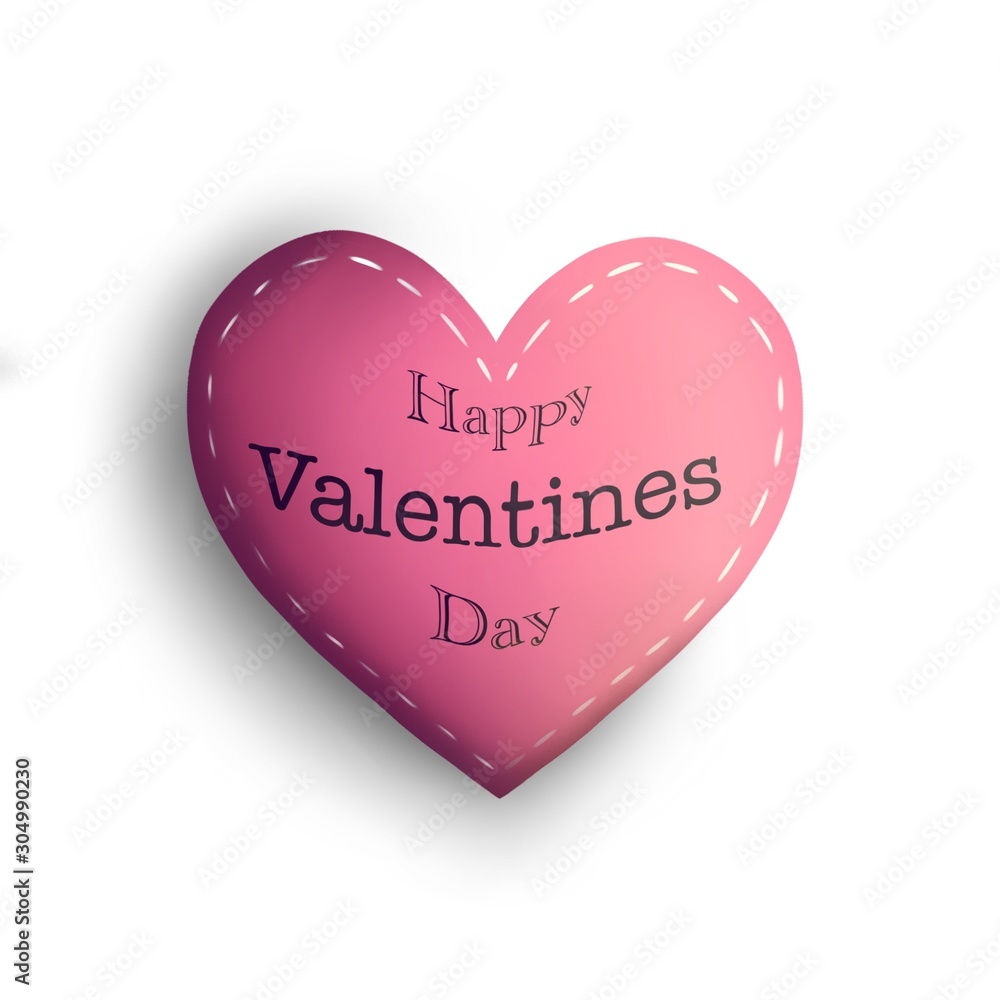 3 D Heart shape with Happy valentine's day text on it