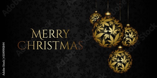 Christmas Background with cannabis Christmas ball