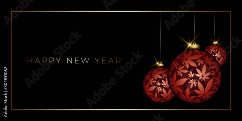 Christmas Background with cannabis Christmas ball