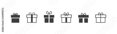 Gift box icon in line style. vector illustration