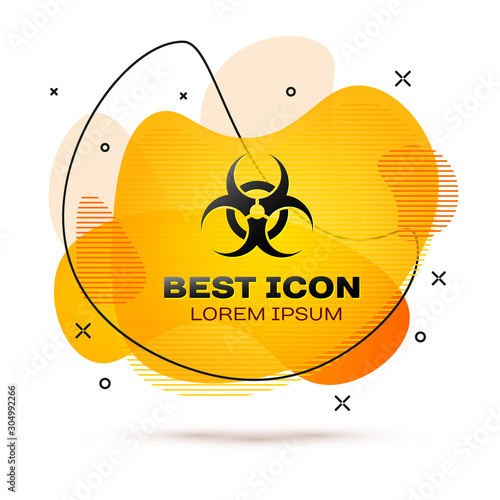 Black Biohazard symbol icon isolated on white background. Abstract banner with liquid shapes. Vector Illustration