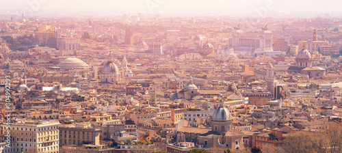 Canvas Print Panoramic view of old aerial city Rome from Saint Peters Square in Vatican
