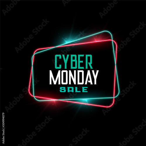 cyber monday sale in neon frame style background