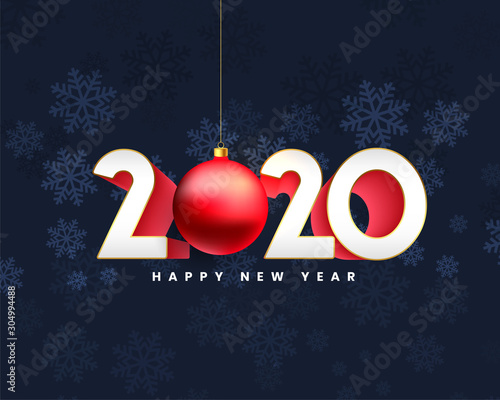 happy new year 2020 3d style background design photo