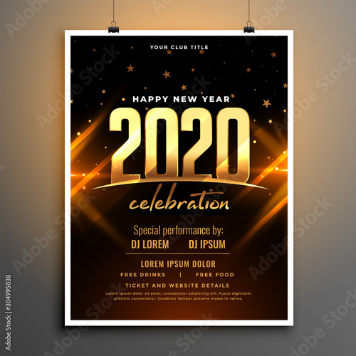 beautiful 2020 new year celebration poster template design