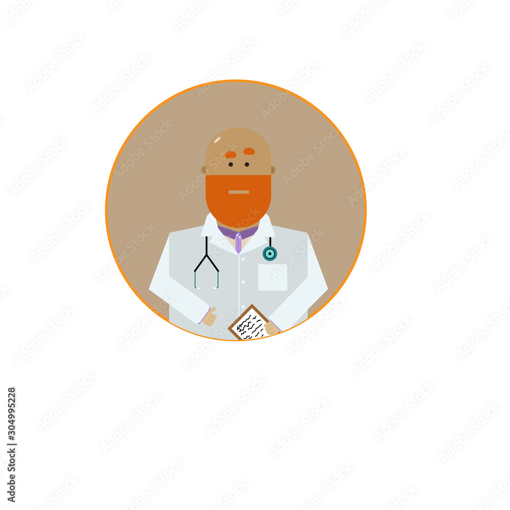 Male doctor with beard vector icon Male doctor with beard vector icon