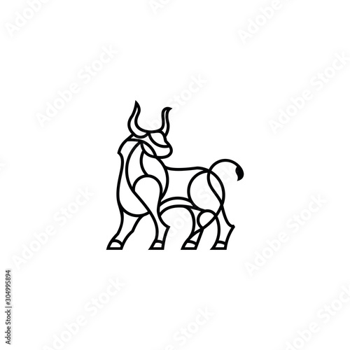 bull logo design icon vector line monoline