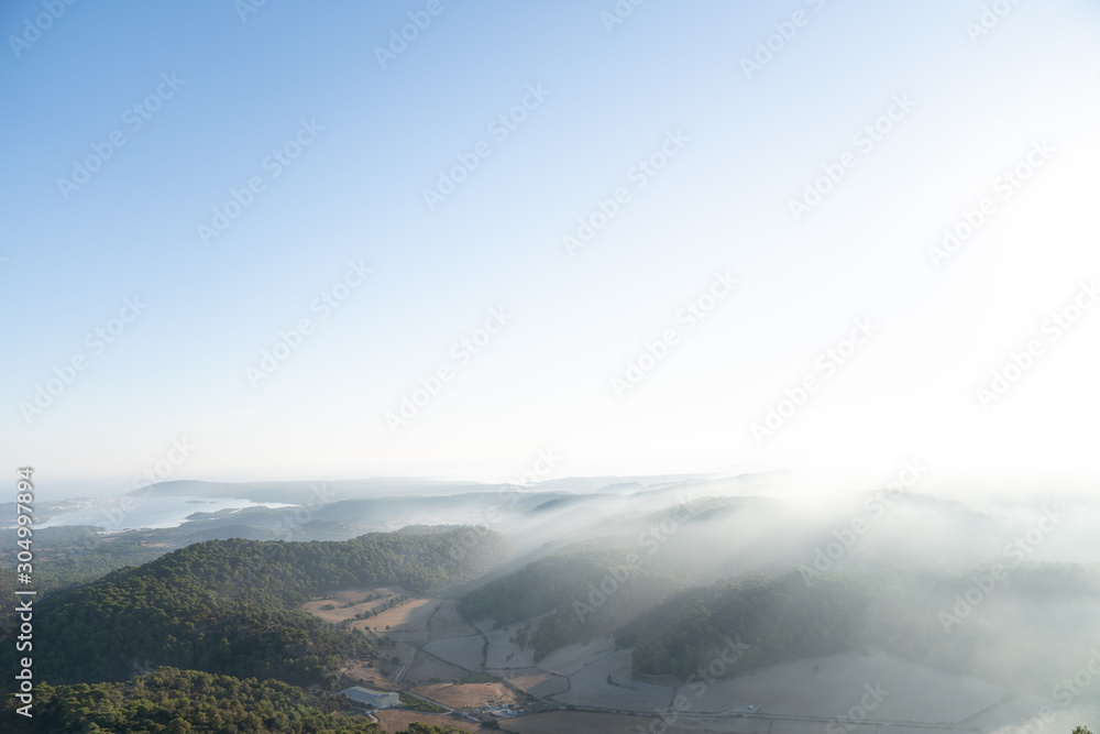 panorama of mountains in fog panorama of mountains in fog