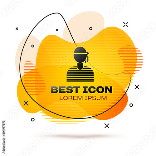 Black Sailor captain icon isolated on white background. Abstract banner with liquid shapes. Vector Illustration