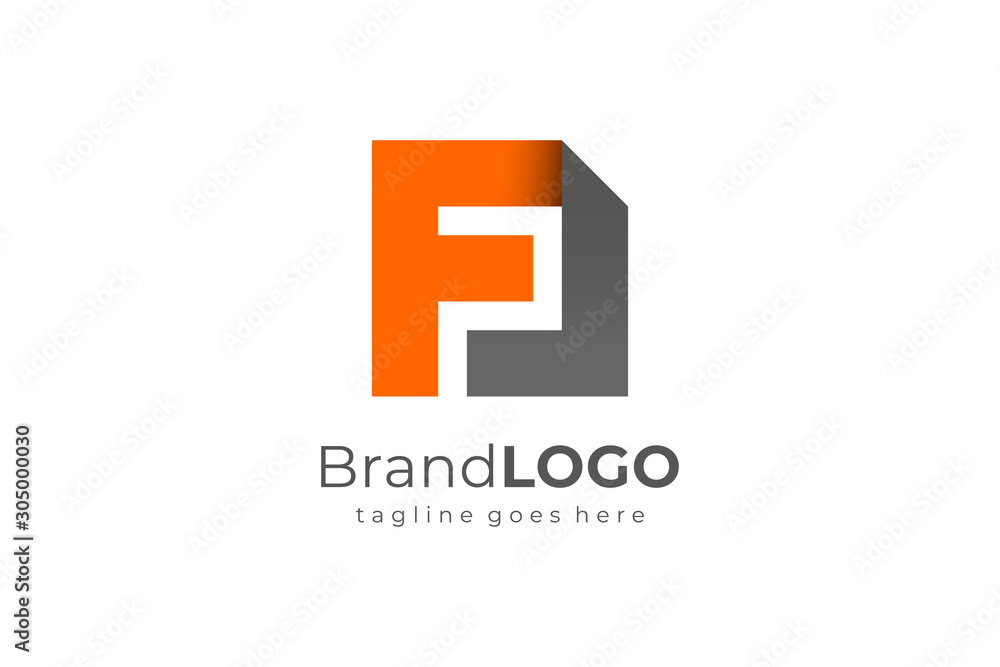 letter-f-and-p-and-j-logo-square-ribbon-flat-vector-logo-design