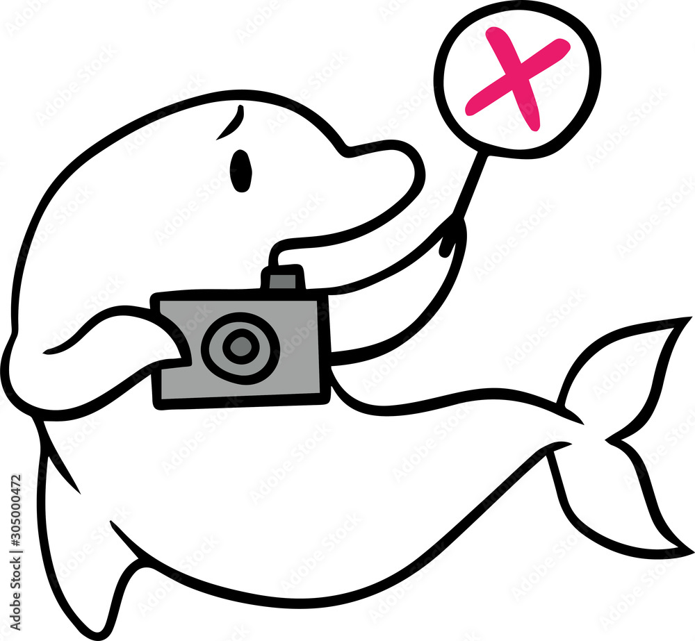撮影禁止を示す白イルカのイラスト 困り顔 Stock Vector Adobe Stock