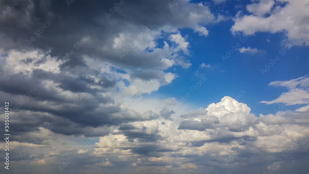 Beautiful blue sky background with cirrus clouds