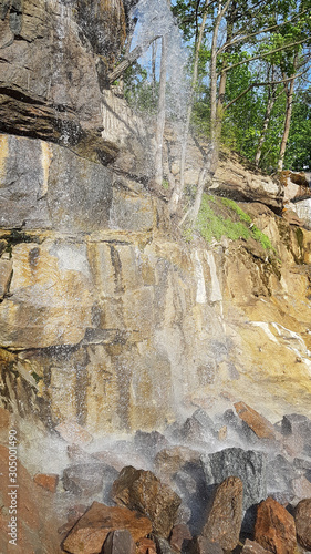 Waterfall in the rock of the dendrological park Sofiyivka