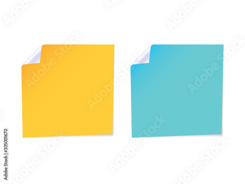 Realistic stickers. Square stickers with a folded edges